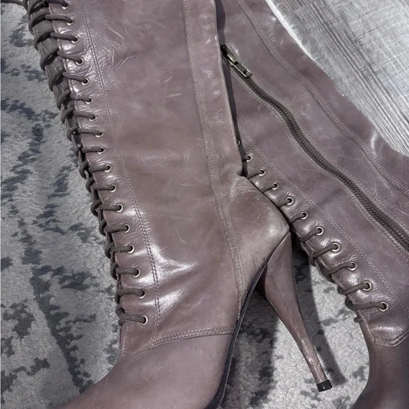 Joie Brown Over the Knee Lace-Up Boots - Picture 3 of 12